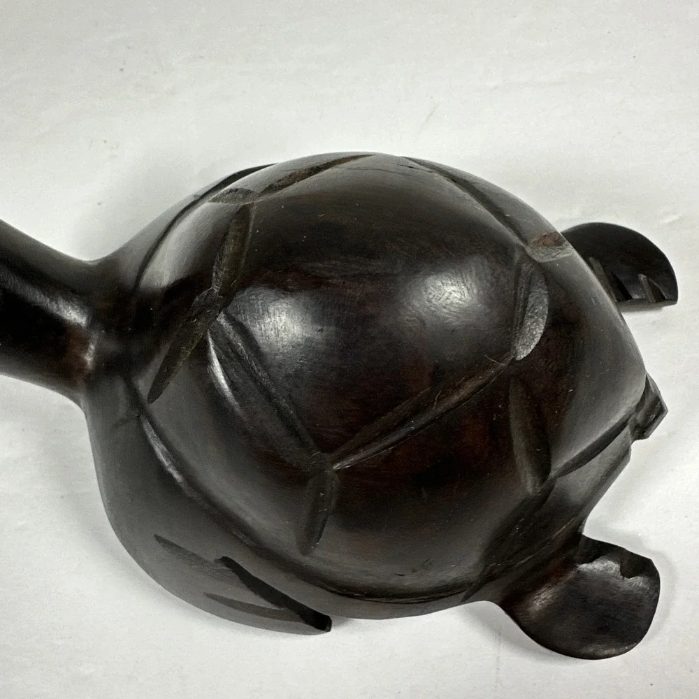 Carved Ironwood Sea Turtle Dark Wood Handmade Figurine 5